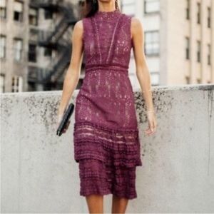Bohme Purple Lace Tiered Dress